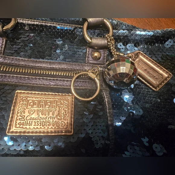 Coach Poppy Blue Sequin Handbag - Picture 3 of 11